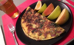 Caramelized Onion and Chard Omelette